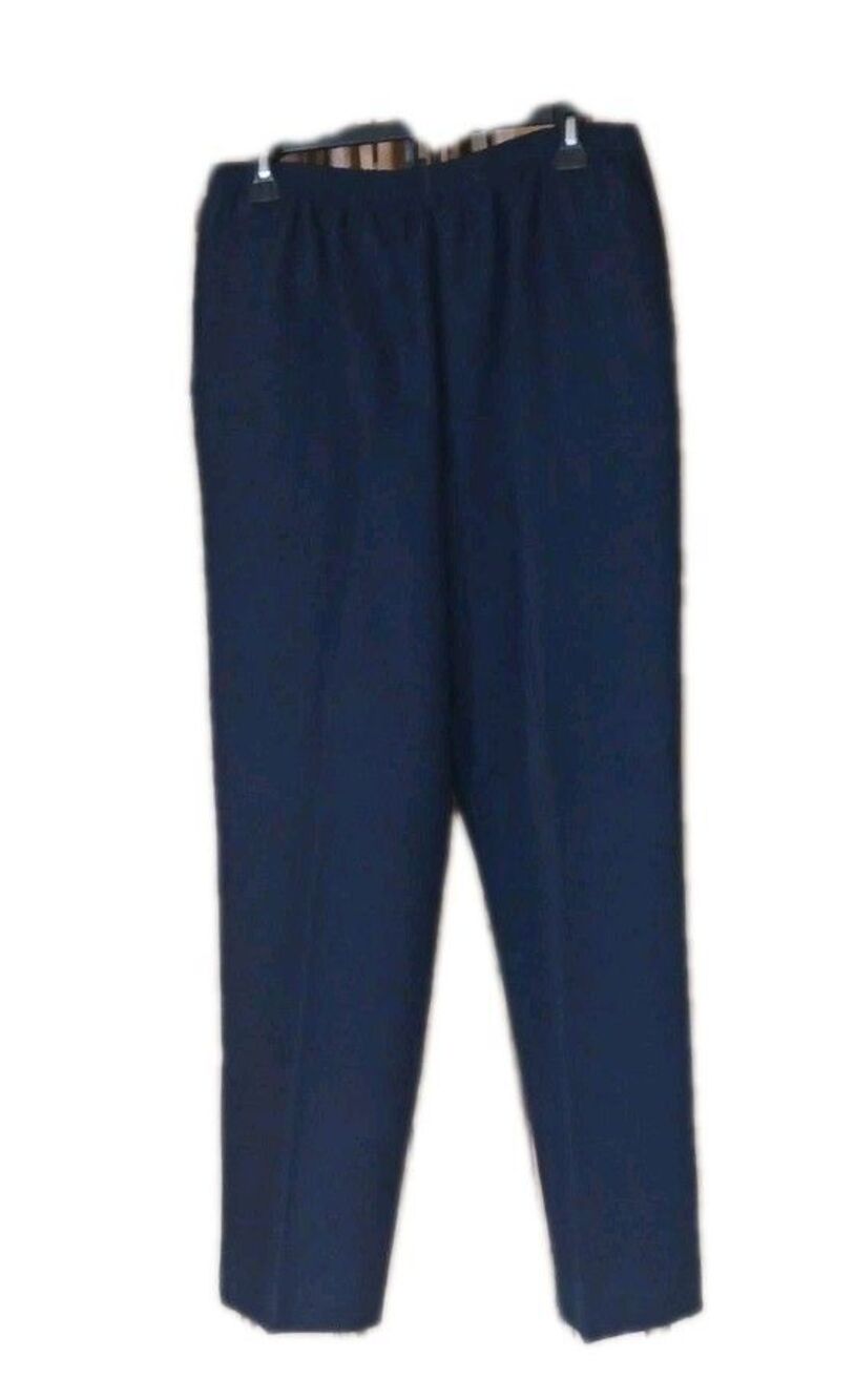 Alfred Dunner Pants Pull-on Elastic Waist Navy Blue Women's Size 14 NWT